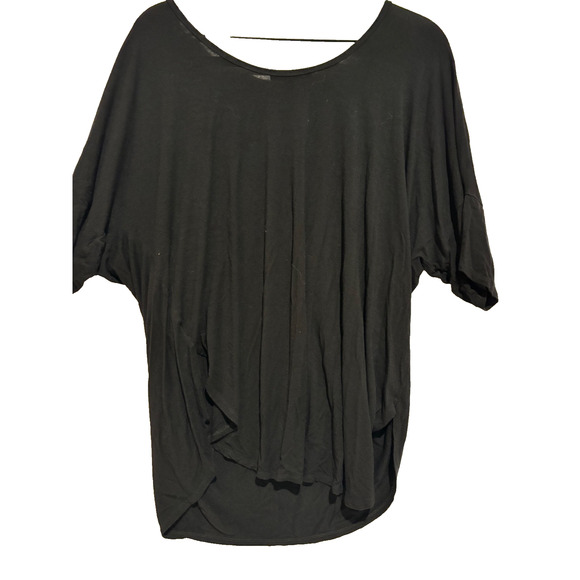 Olivia SKy Black 1X Plus V neck ruched Top Rayon Spandex Capsule Career Grunge - Picture 4 of 8